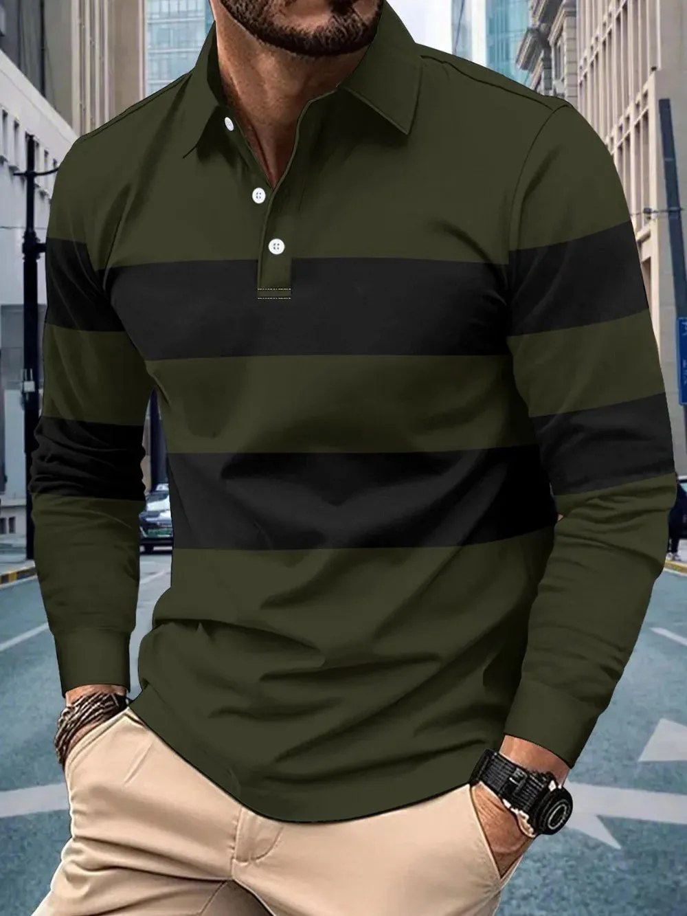 Men's Full Size Collared Contrast Striped Polo Plus Size sold by Gigi Laurent product image thumbnail 5