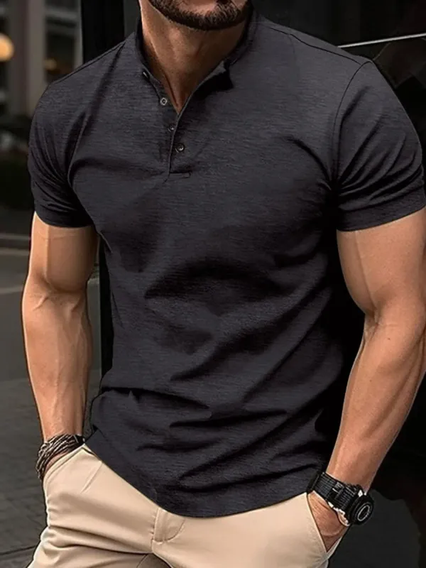 Men's Full Size Button Detail Short Sleeve Polo Plus Size sold by Gigi Laurent