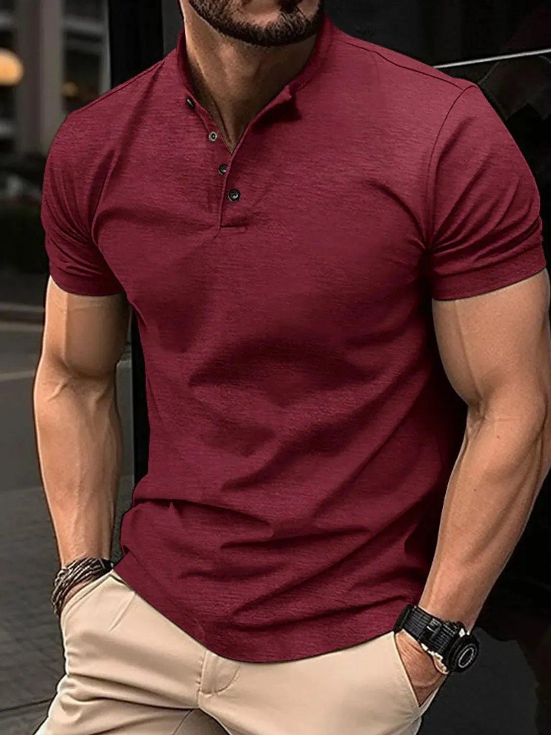 Men's Full Size Button Detail Short Sleeve Polo Plus Size sold by Gigi Laurent product image thumbnail 2