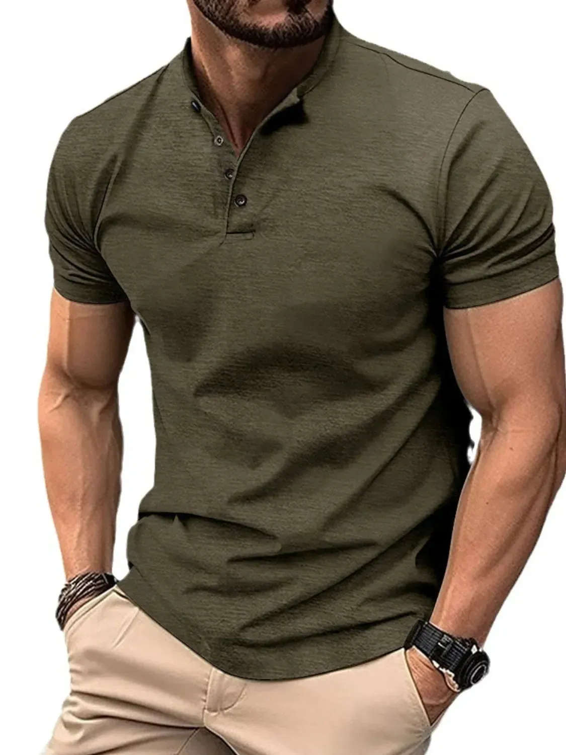 Men's Full Size Button Detail Short Sleeve Polo Plus Size sold by Gigi Laurent product image thumbnail 5