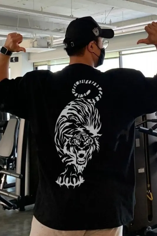 Men's Plus Size Tiger Round Neck Short Sleeve T-Shirt sold by Gigi Laurent