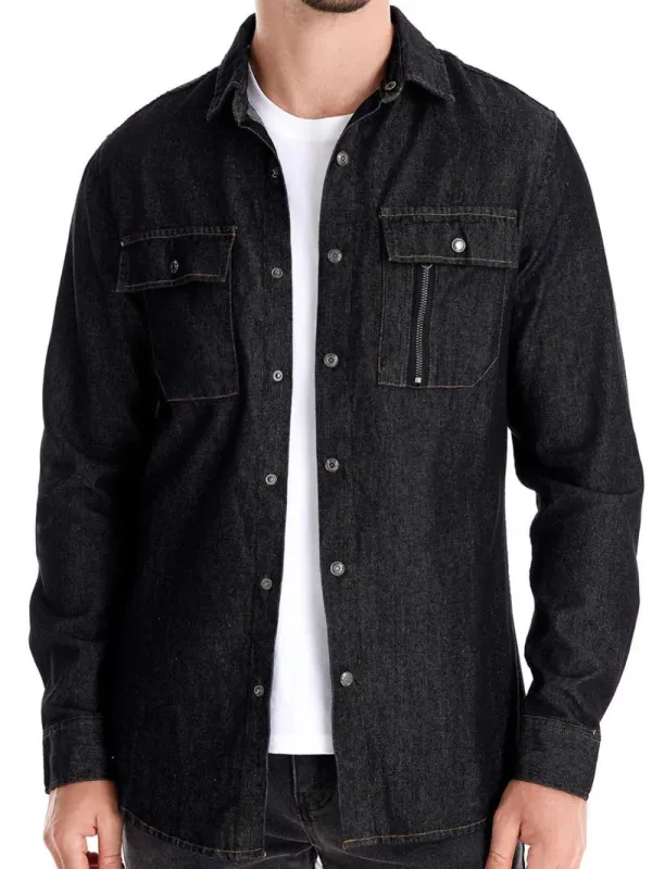 Men's Snap Down Long Sleeve Denim Shirt sold by Gigi Laurent