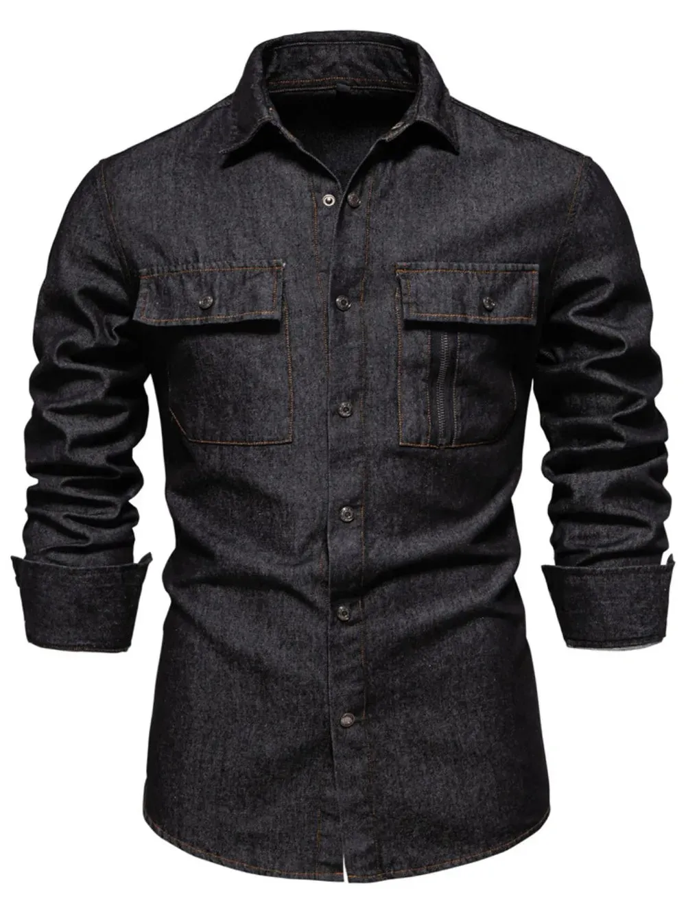 Men's Snap Down Long Sleeve Denim Shirt sold by Gigi Laurent product image thumbnail 2