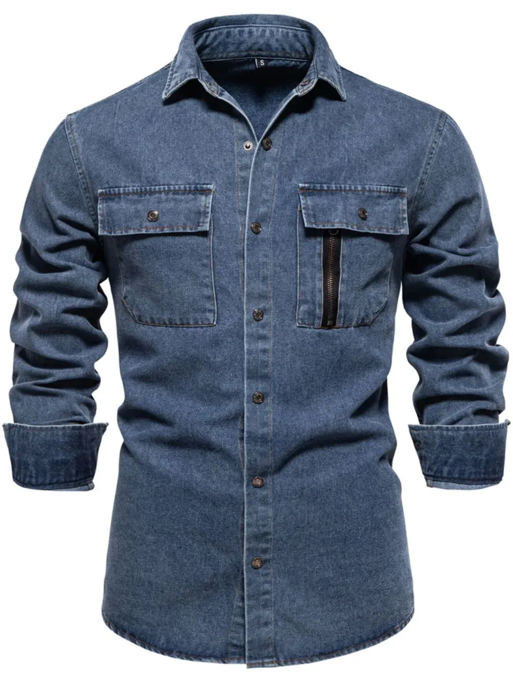 Men's Snap Down Long Sleeve Denim Shirt sold by Gigi Laurent product image thumbnail 3