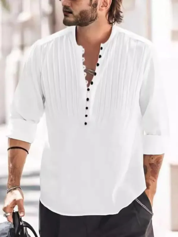 Men's Full Size Button Detail Long Sleeve Polo Plus Size sold by Gigi Laurent