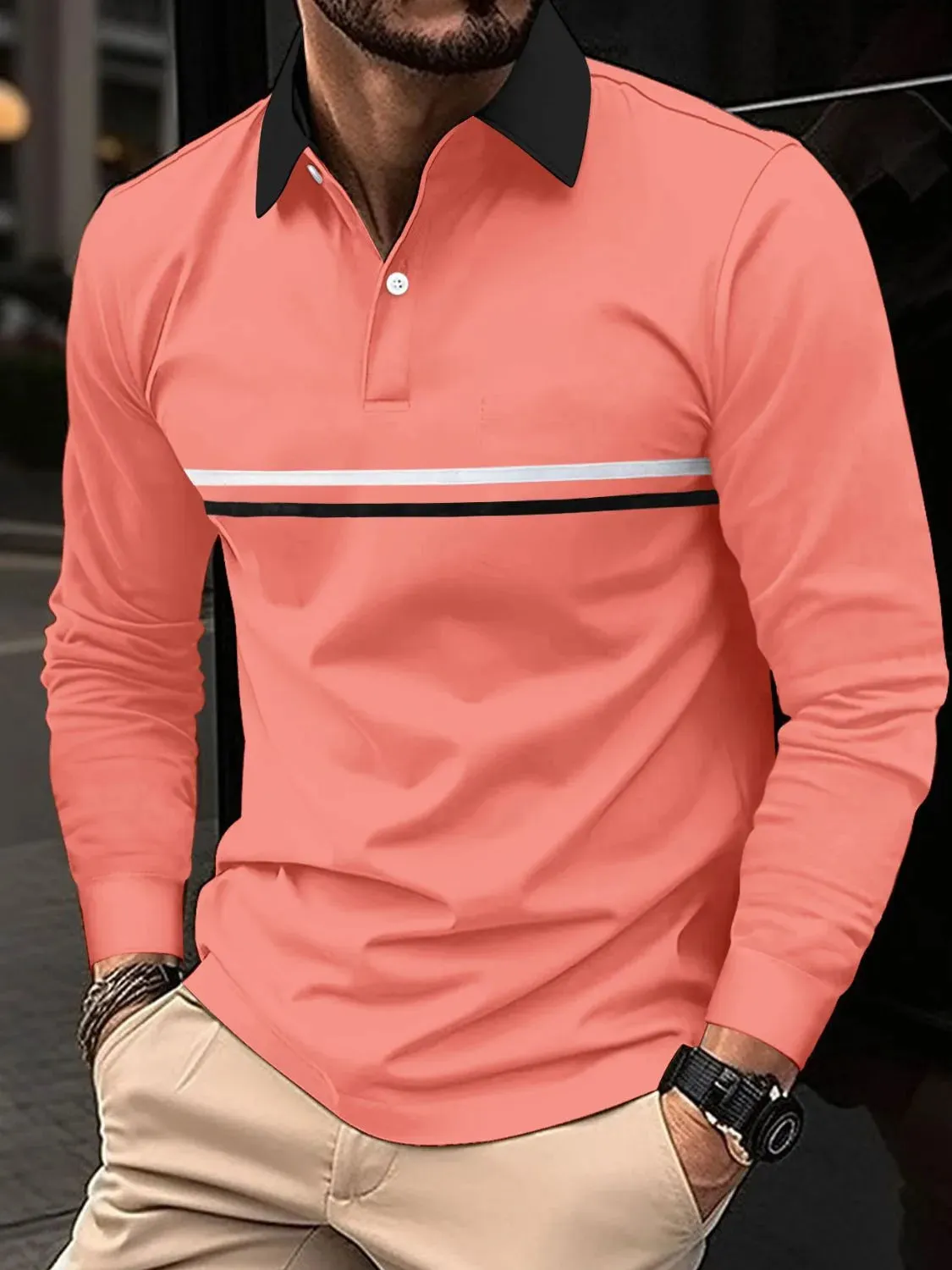 Men's Full Size Collared Neck Long Sleeve Polo Plus Size sold by Gigi Laurent product image thumbnail 3