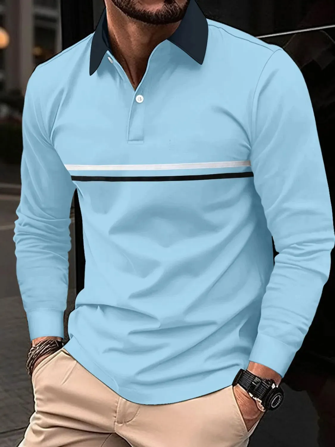 Men's Full Size Collared Neck Long Sleeve Polo Plus Size sold by Gigi Laurent product image thumbnail 4