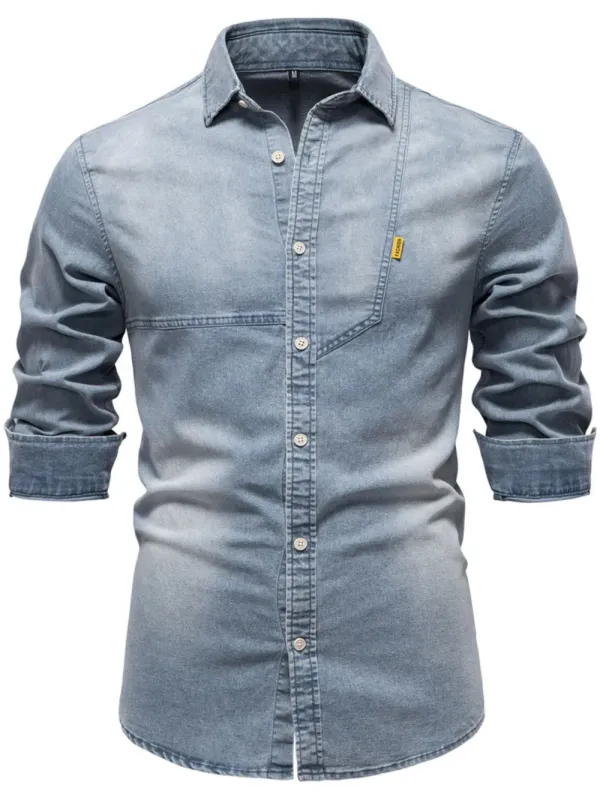 Men's Button Down Collared Neck Denim Shirt sold by Gigi Laurent