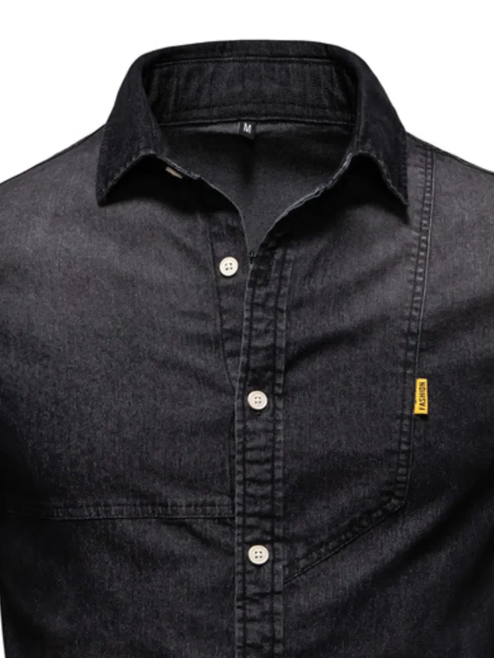 Men's Button Down Collared Neck Denim Shirt sold by Gigi Laurent product image thumbnail 4
