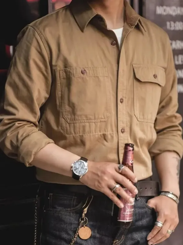 Men's Button Down Long Sleeve Shirt with Chest Pockets sold by Gigi Laurent