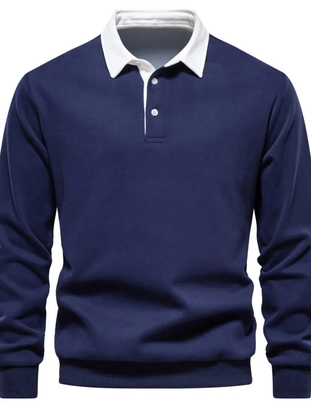 Men's Quarter Button Collared Neck Long Sleeve Polo sold by Gigi Laurent