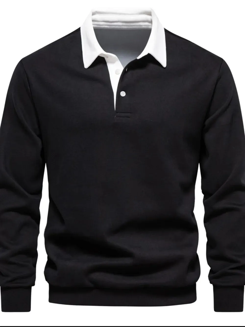 Men's Quarter Button Collared Neck Long Sleeve Polo sold by Gigi Laurent product image thumbnail 5