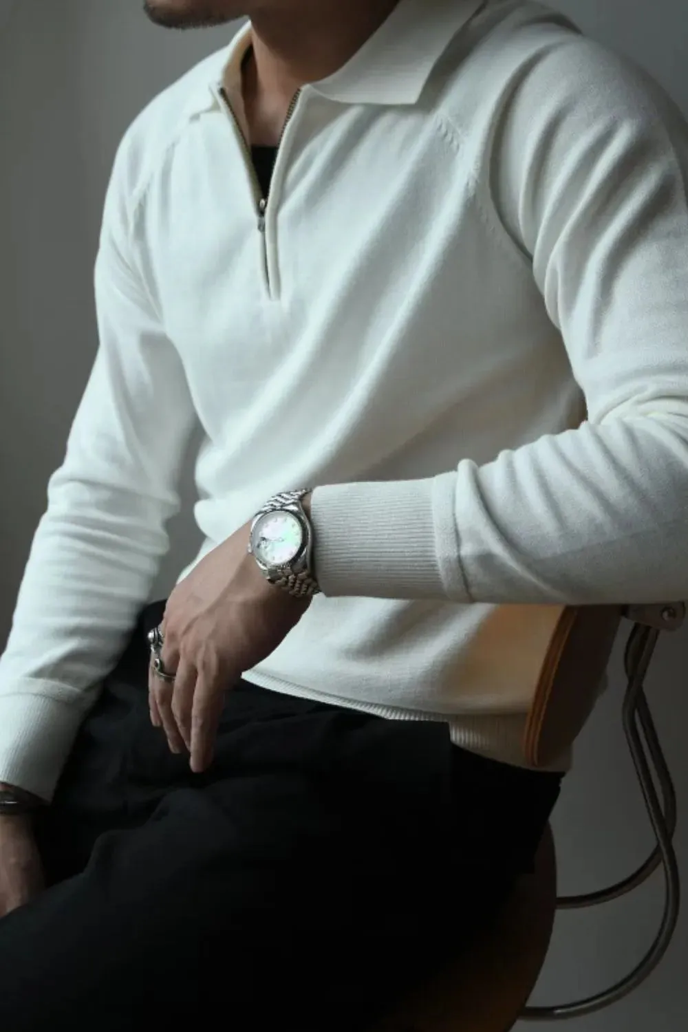 Men's Plus Size Quarter Zip Raglan Sleeve Polo sold by Gigi Laurent