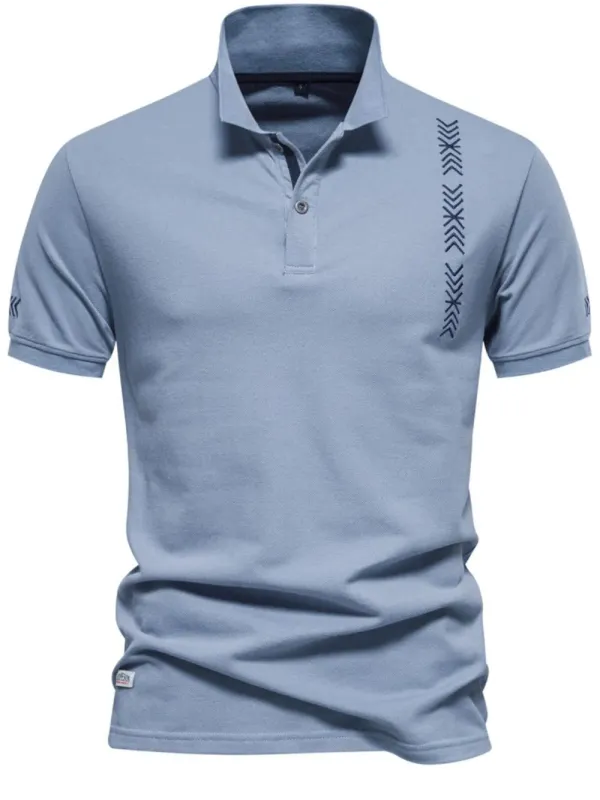Men's Collared Neck Geometric Embroidered Polo sold by Gigi Laurent