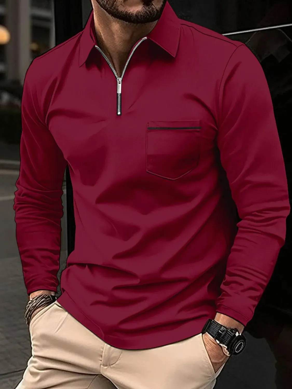 Men's Full Size Collared Neck Long Sleeve Polo Plus Size sold by Gigi Laurent product image thumbnail 4