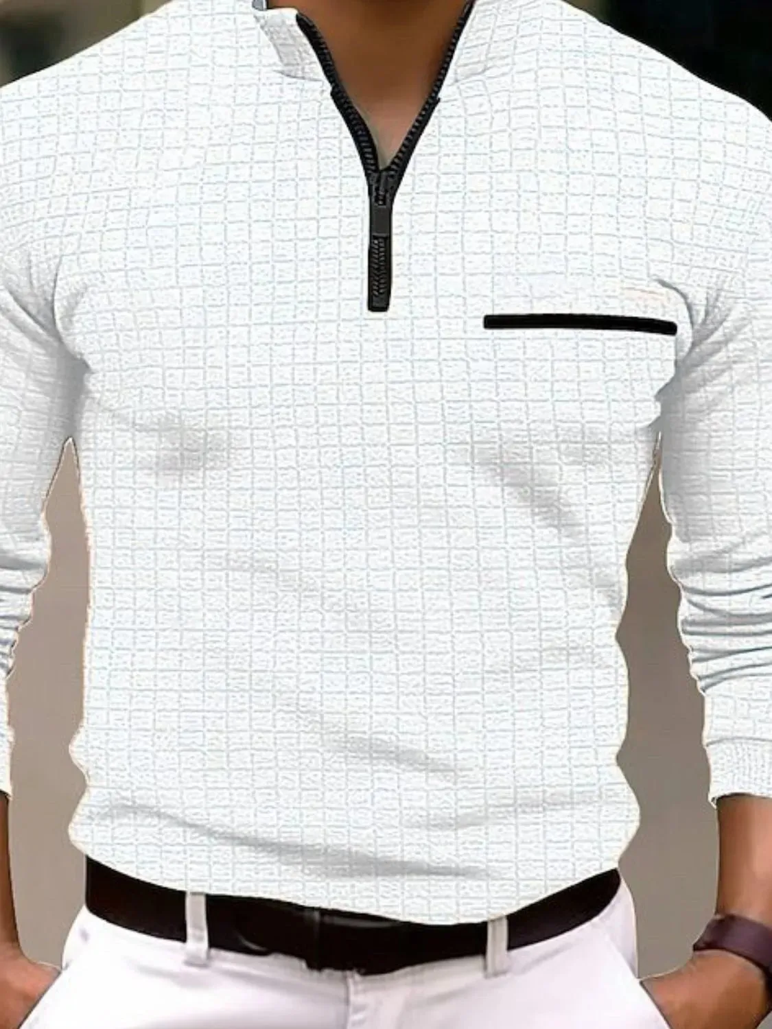 Men's Full Size Quarter Zip Long Sleeve Polo Plus Size sold by Gigi Laurent