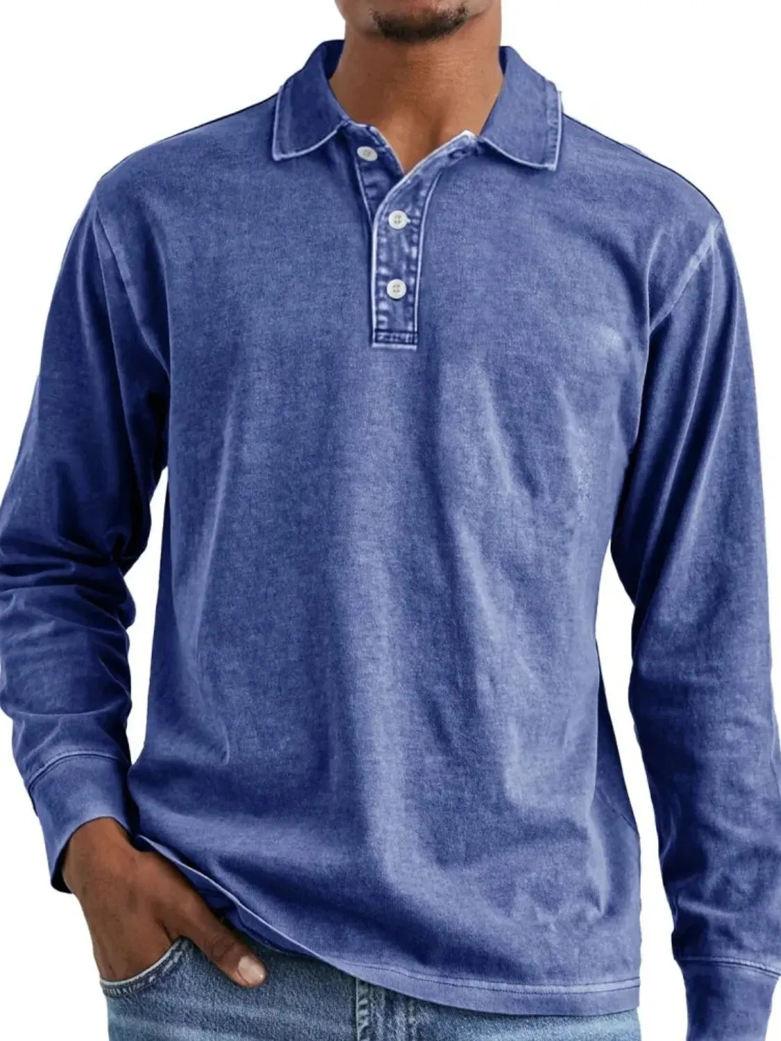 Men's Full Size Collared Neck Long Sleeve Polo Plus Size sold by Gigi Laurent product image thumbnail 5