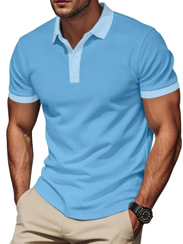 Men's Full Size Short Sleeve Collared Polo Plus Size made by Trendsi