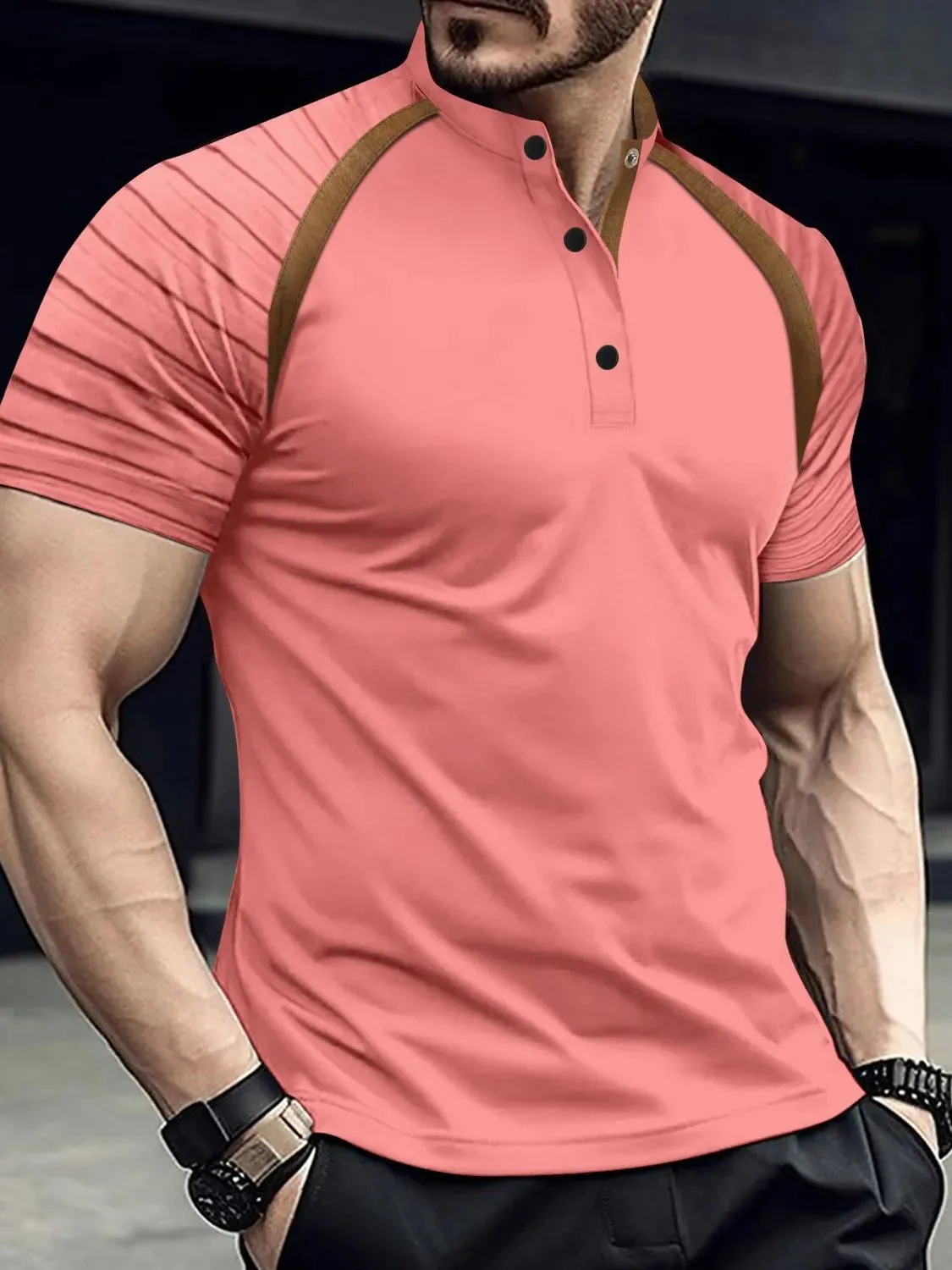 Men's Full Size Button Detail Short Sleeve Polo Plus Size sold by Gigi Laurent product image thumbnail 4