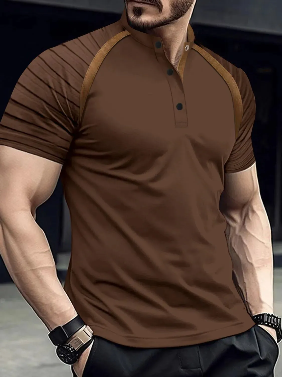 Men's Full Size Button Detail Short Sleeve Polo Plus Size sold by Gigi Laurent product image thumbnail 5