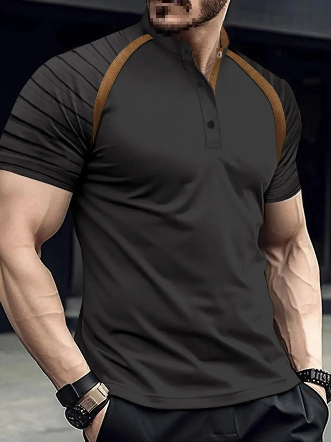 Men's Full Size Button Detail Short Sleeve Polo Plus Size sold by Gigi Laurent product image thumbnail 2