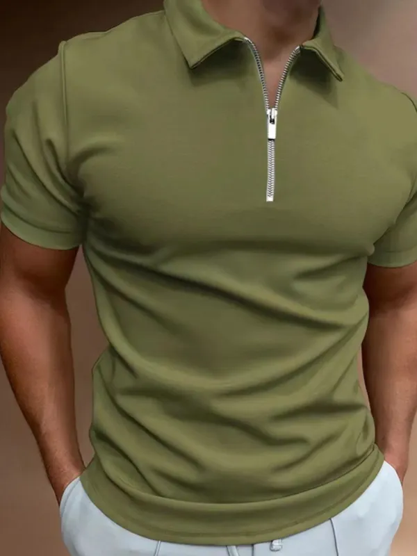 Men's Full Size Zip Collar Short Sleeve Polo Plus Size sold by Gigi Laurent