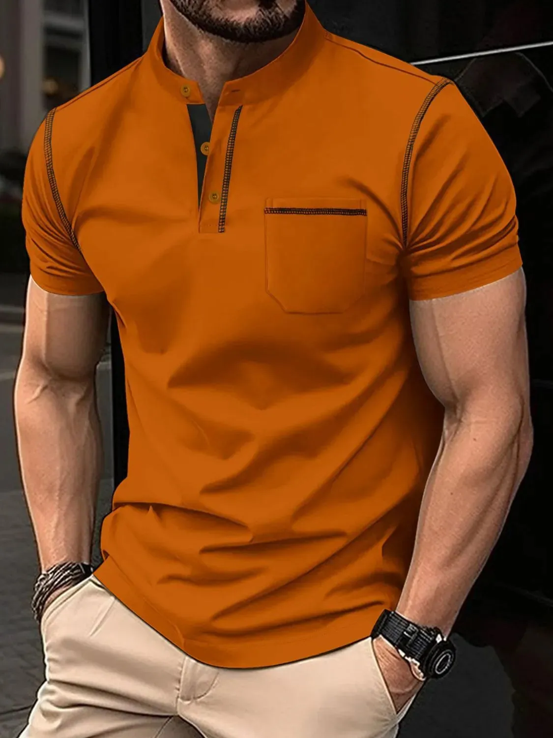 Men's Full Size Button Detail Short Sleeve Polo Plus Size sold by Gigi Laurent product image thumbnail 5