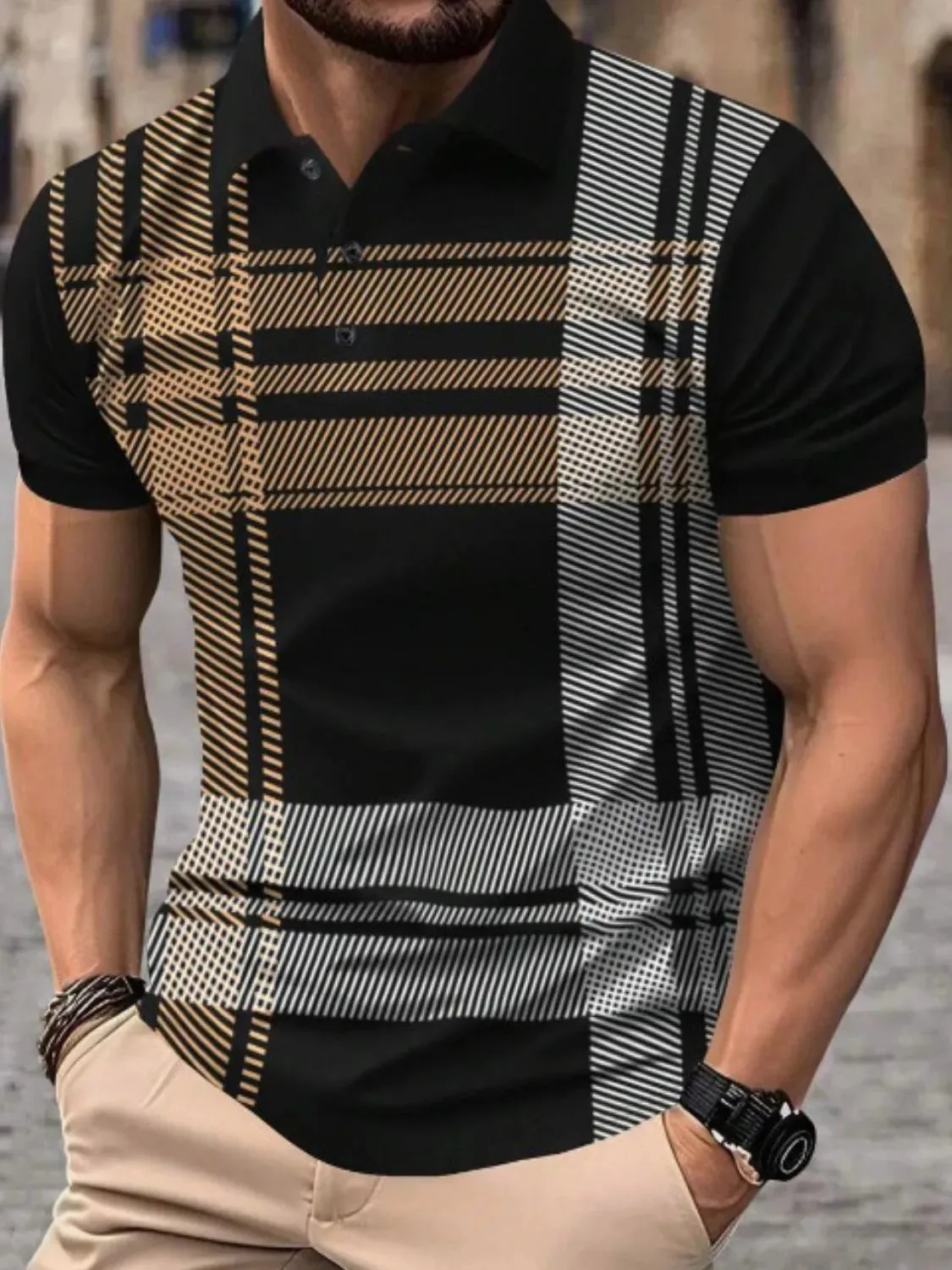 Men's Full Size Button Detail Short Sleeve Polo Plus Size sold by Gigi Laurent product image thumbnail 2