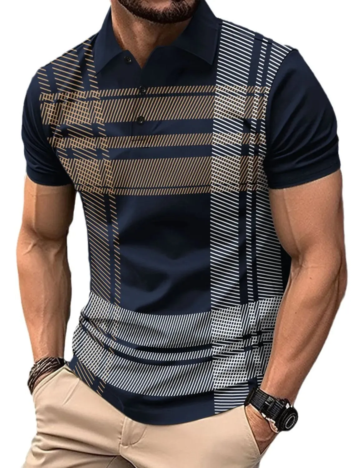 Men's Full Size Button Detail Short Sleeve Polo Plus Size sold by Gigi Laurent product image thumbnail 5