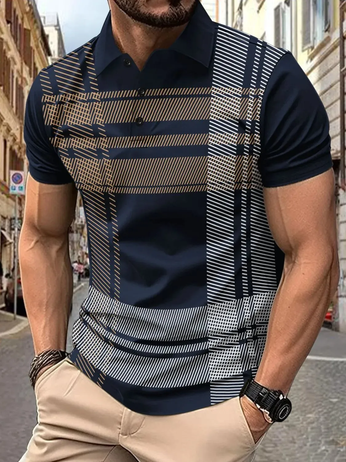 Men's Full Size Button Detail Short Sleeve Polo Plus Size sold by Gigi Laurent product image thumbnail 4