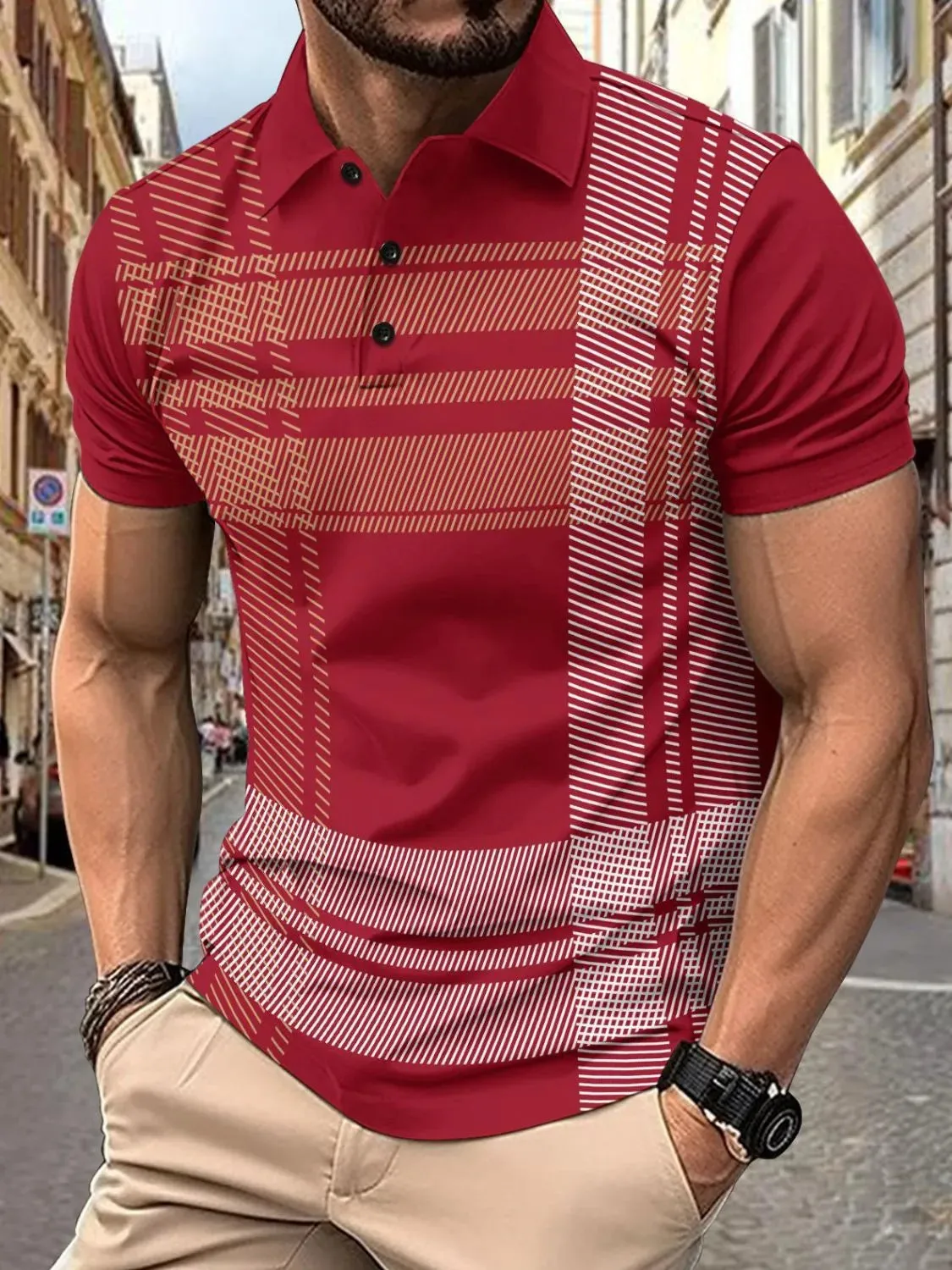 Men's Full Size Button Detail Short Sleeve Polo Plus Size sold by Gigi Laurent product image thumbnail 3