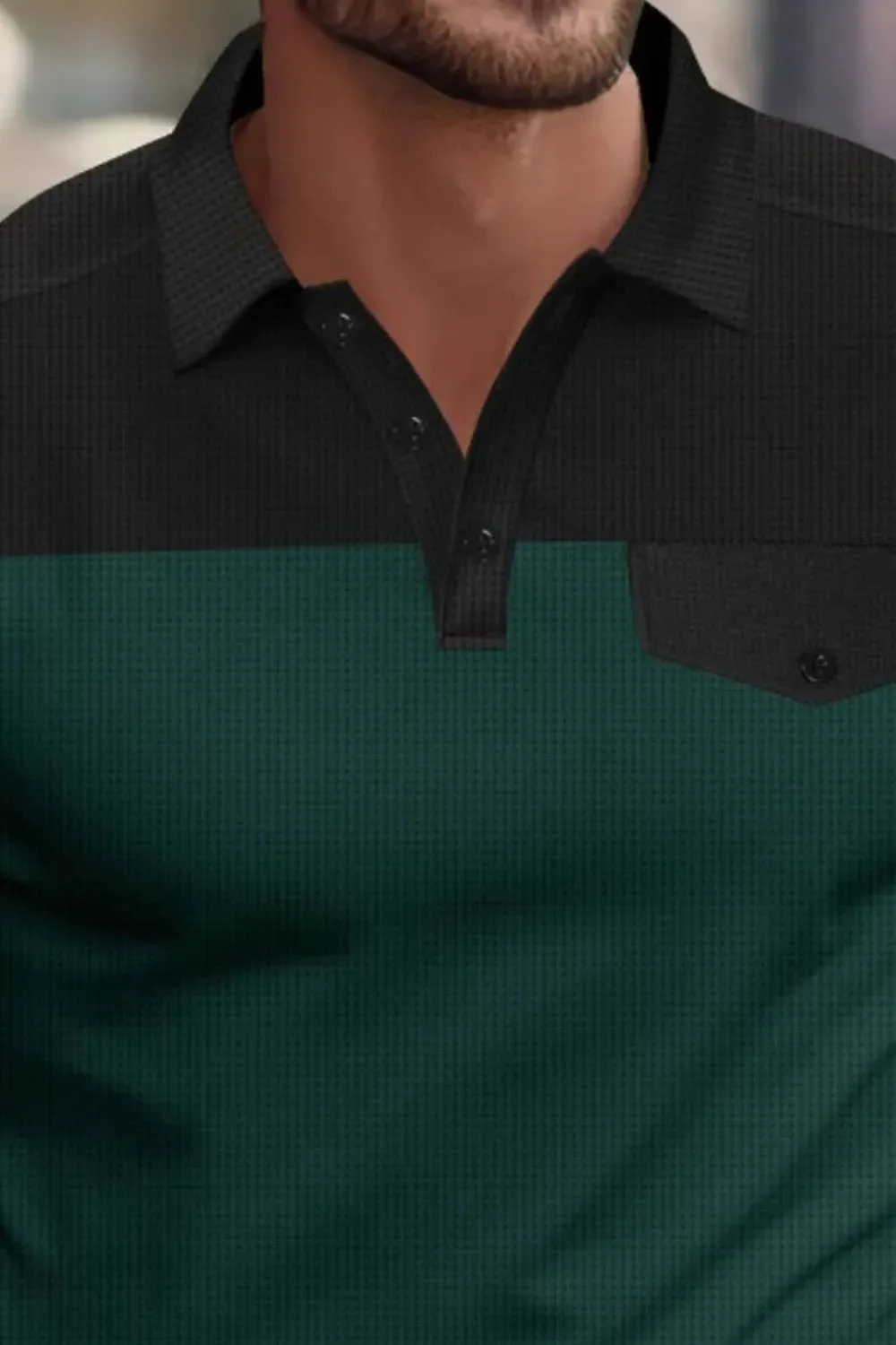 Men's Full Size Waffle-Knit Collared Contrast Polo Plus Size sold by Gigi Laurent product image thumbnail 5