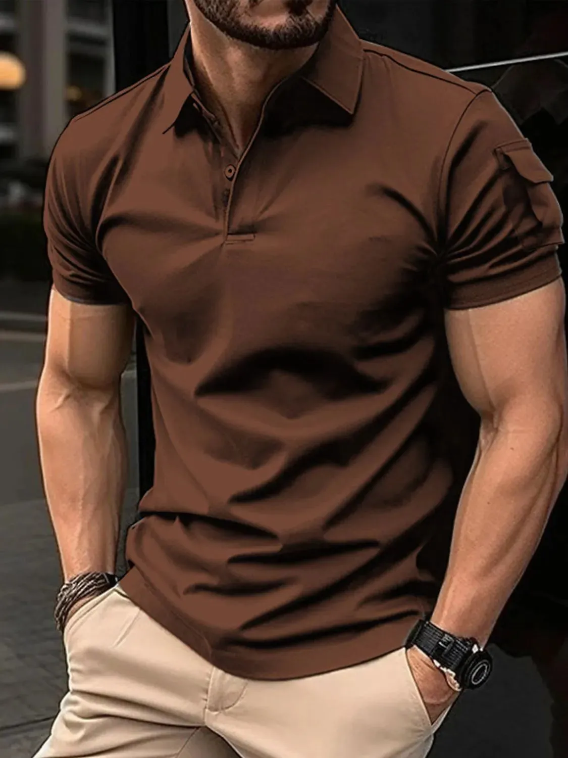 Men's Full Size Button Detail Short Sleeve Polo Plus Size sold by Gigi Laurent product image thumbnail 5