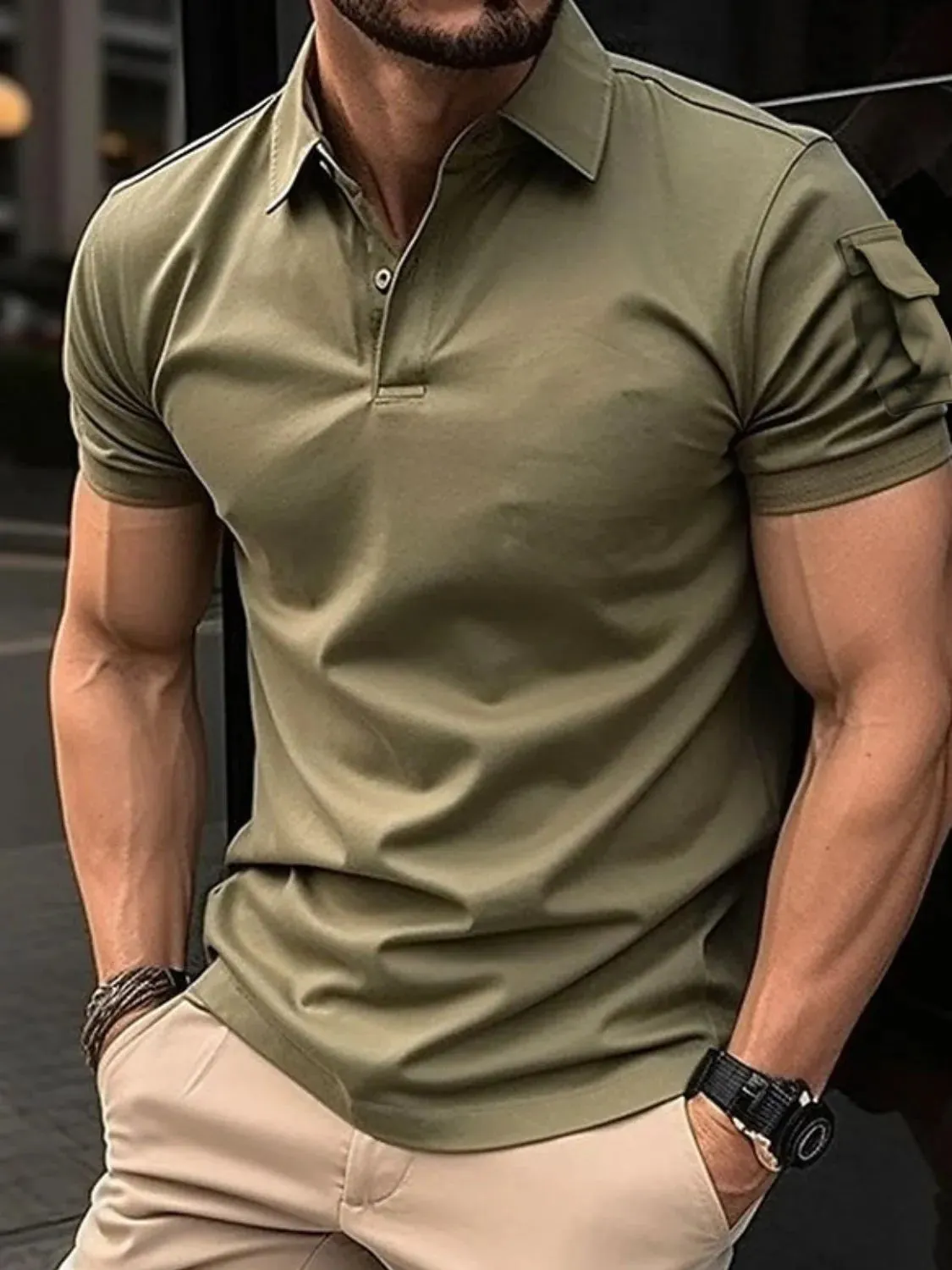 Men's Full Size Button Detail Short Sleeve Polo Plus Size sold by Gigi Laurent