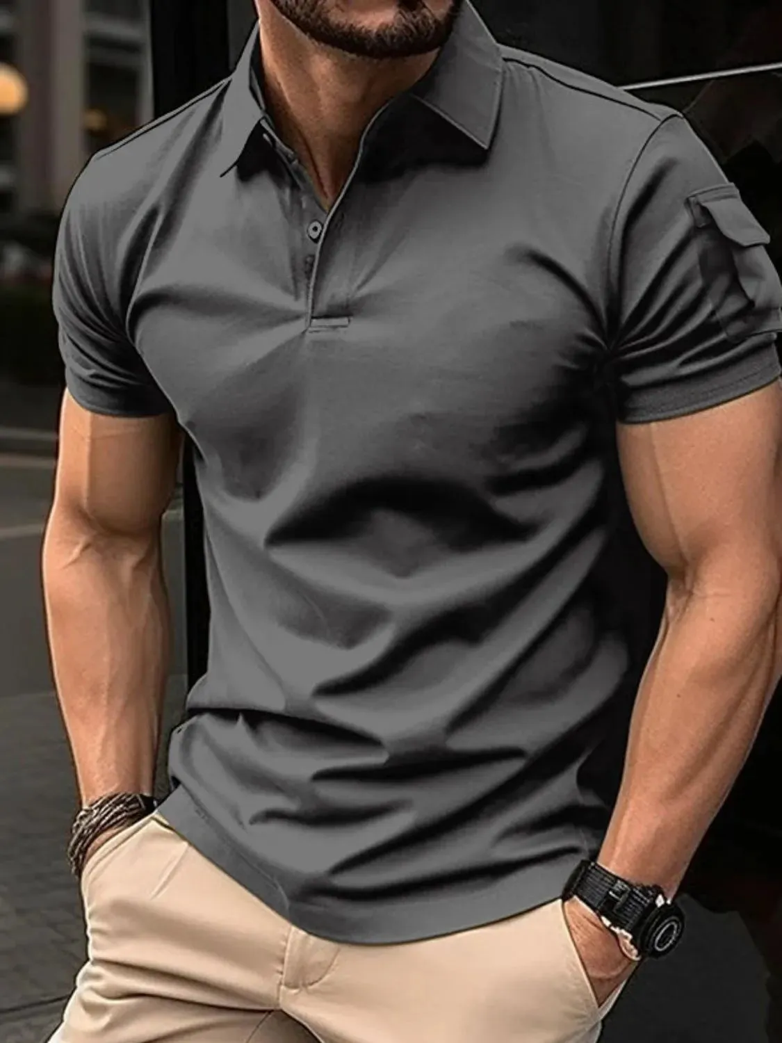 Men's Full Size Button Detail Short Sleeve Polo Plus Size sold by Gigi Laurent product image thumbnail 2