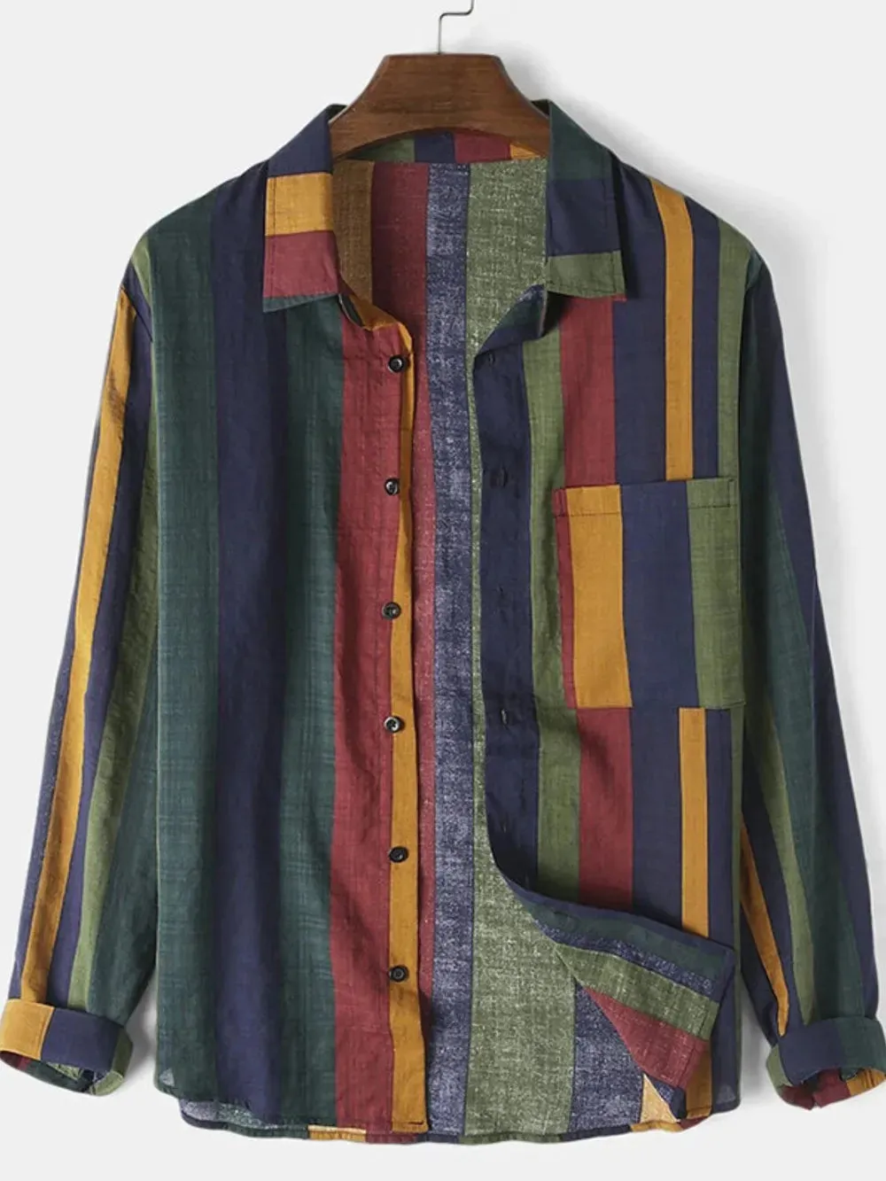 Men's Full Size Contrast Striped Button Down Shirt Plus Size sold by Gigi Laurent product image thumbnail 5