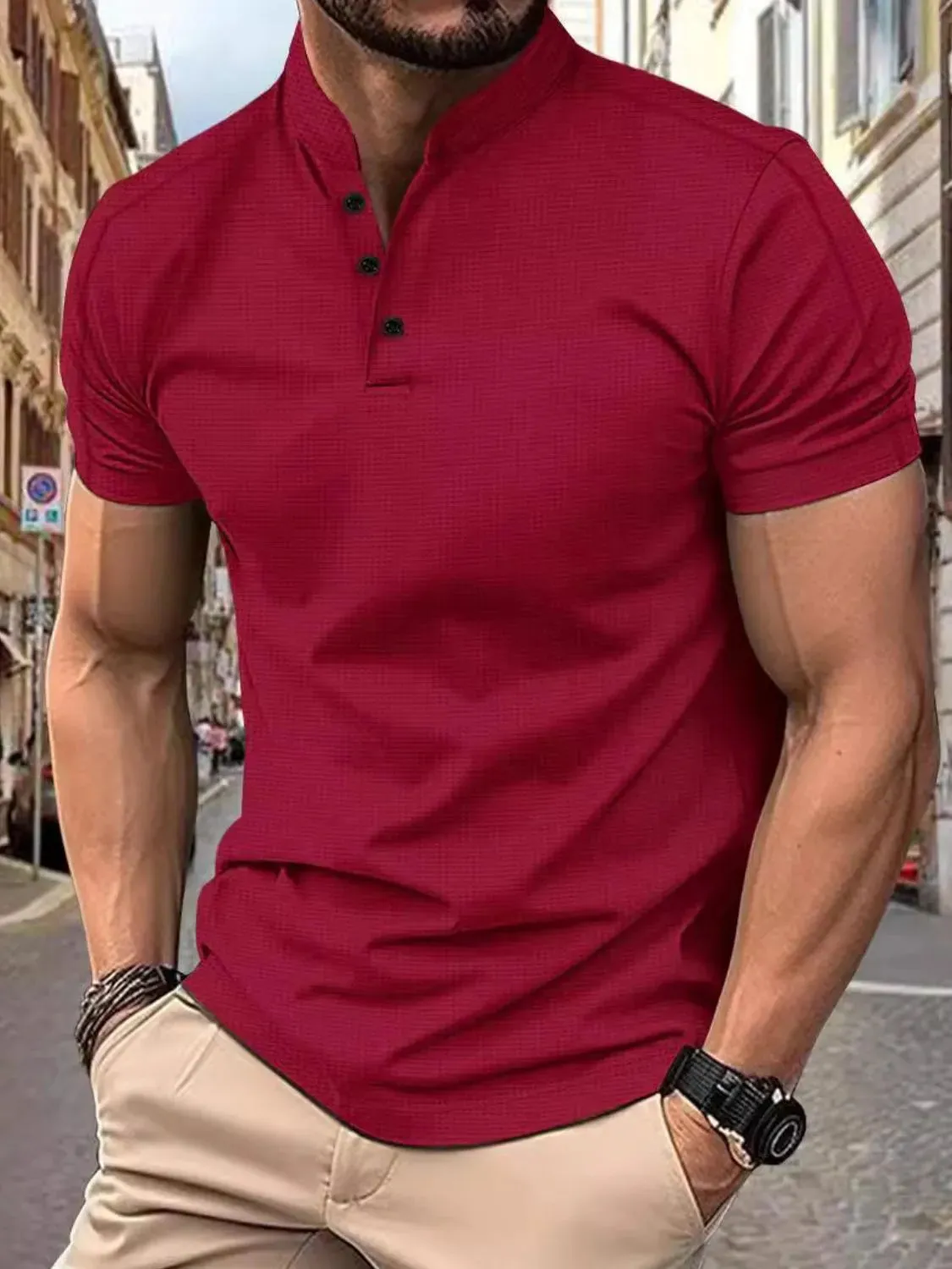 Men's Full Size Button Detail Short Sleeve Polo Plus Size sold by Gigi Laurent product image thumbnail 3