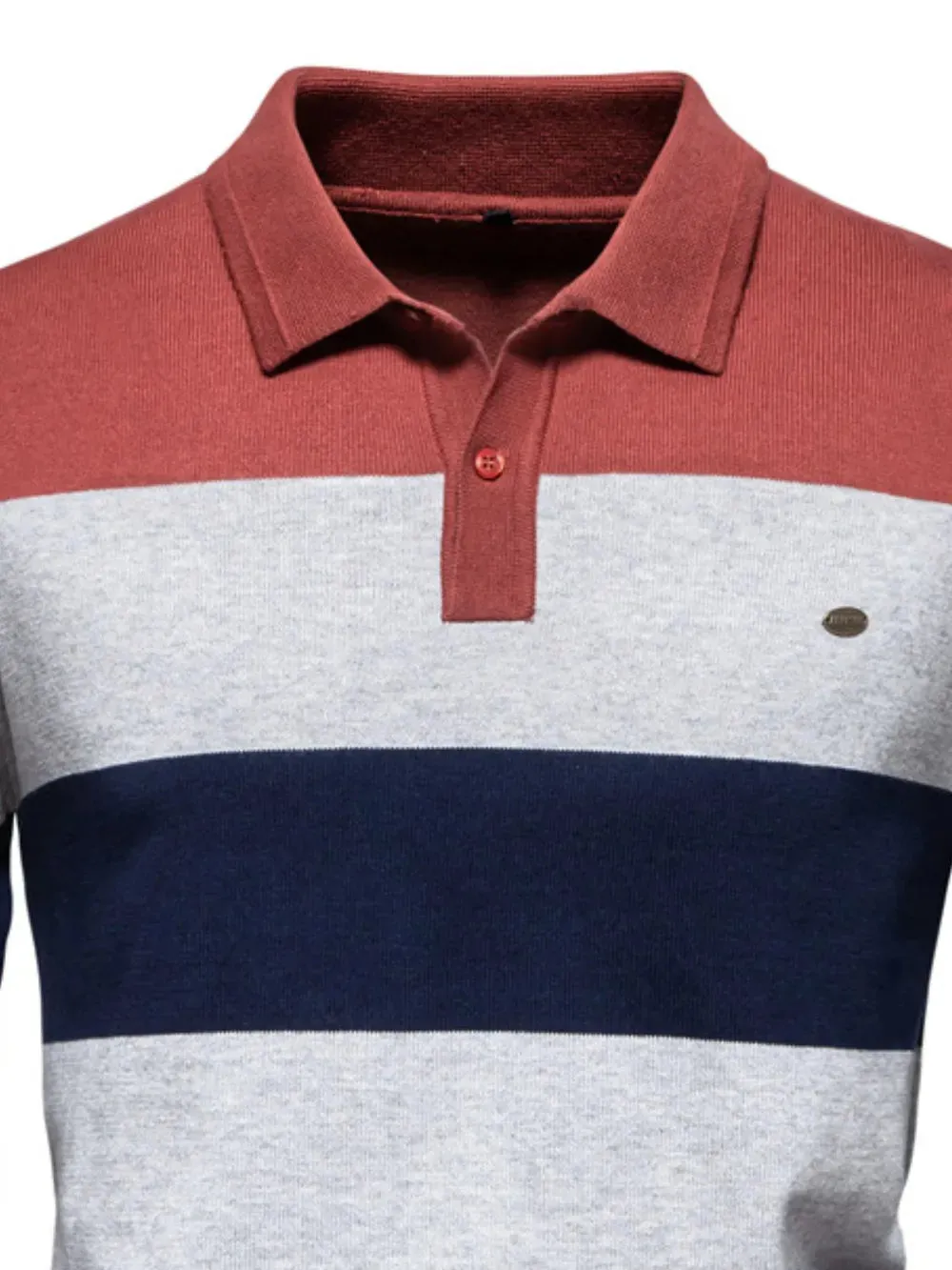 Men's Striped Long Sleeve Knit Polo sold by Gigi Laurent product image thumbnail 3