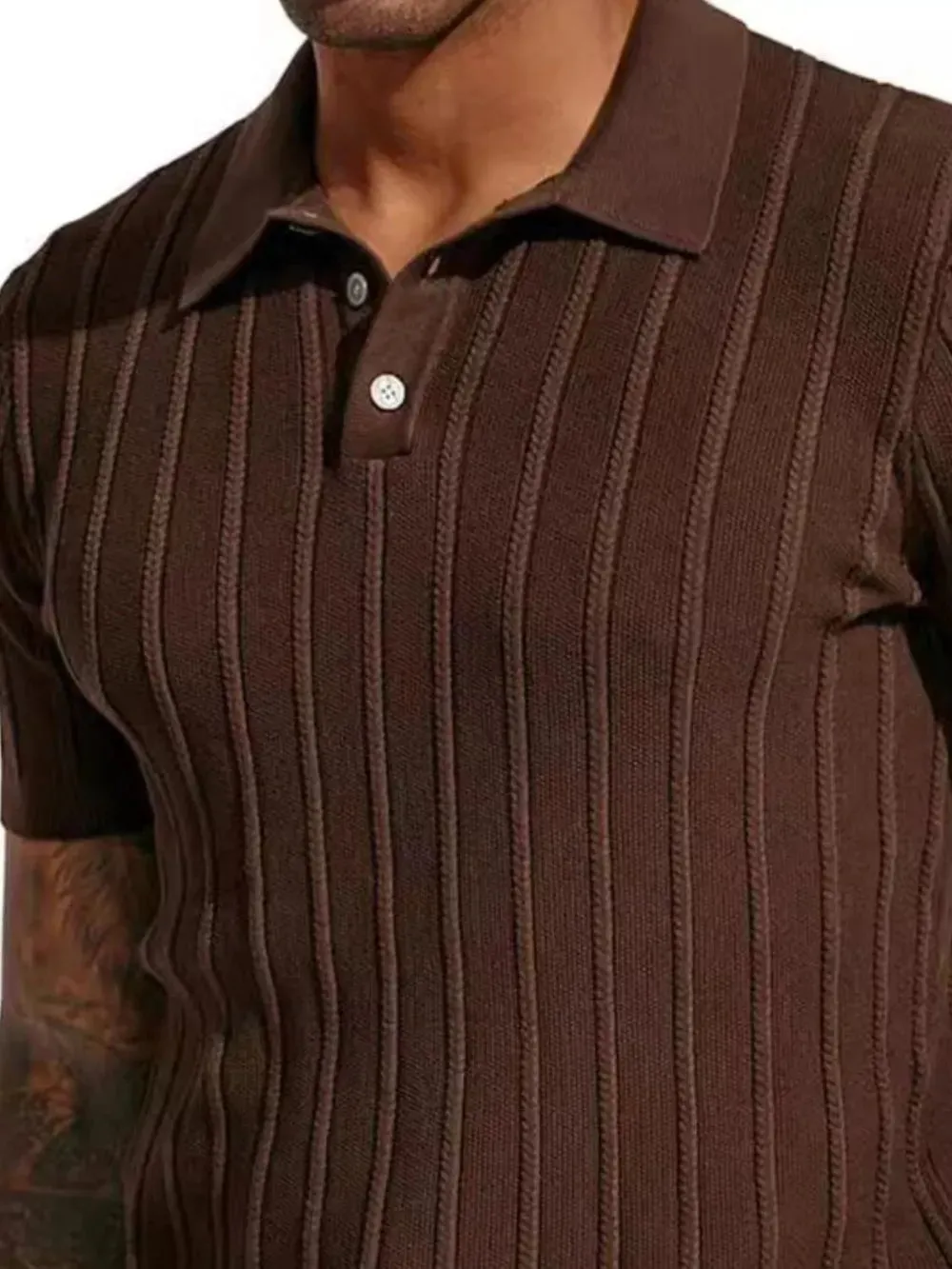 Men's Full Size Button Detail Short Sleeve Polo Plus Size sold by Gigi Laurent product image thumbnail 2