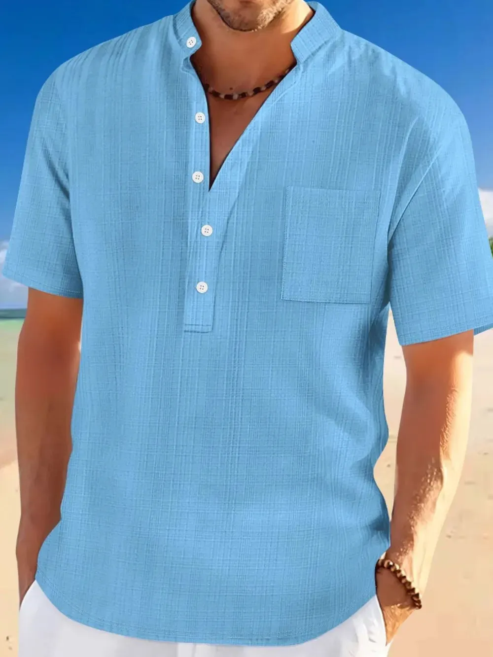Men's Full Size Half Button Short Sleeve Polo Plus Size sold by Gigi Laurent product image thumbnail 4