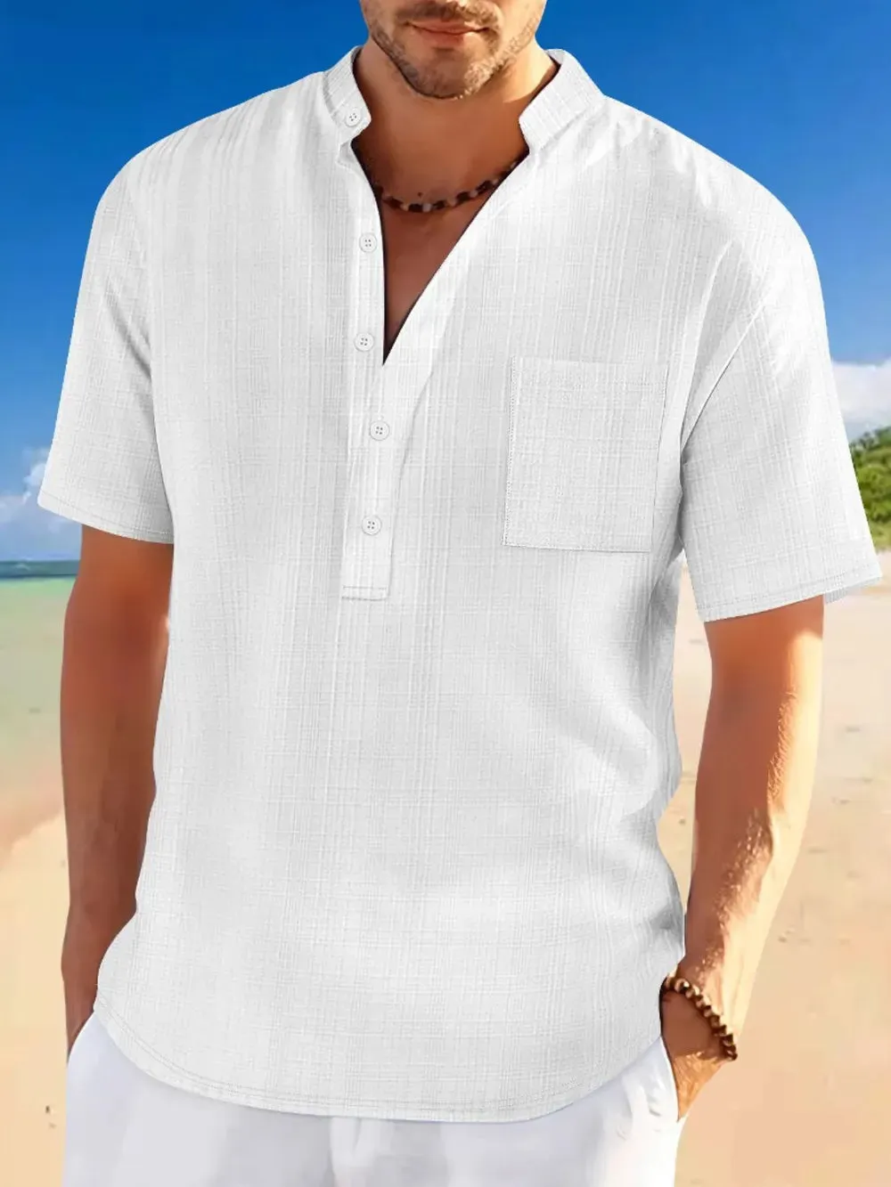 Men's Full Size Half Button Short Sleeve Polo Plus Size sold by Gigi Laurent product image thumbnail 2