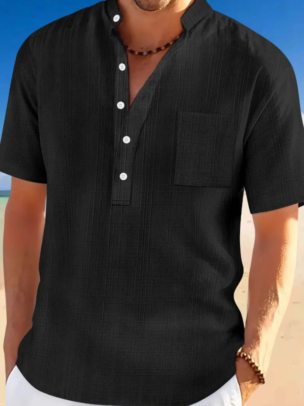 Men's Full Size Half Button Short Sleeve Polo Plus Size sold by Gigi Laurent product image thumbnail 3