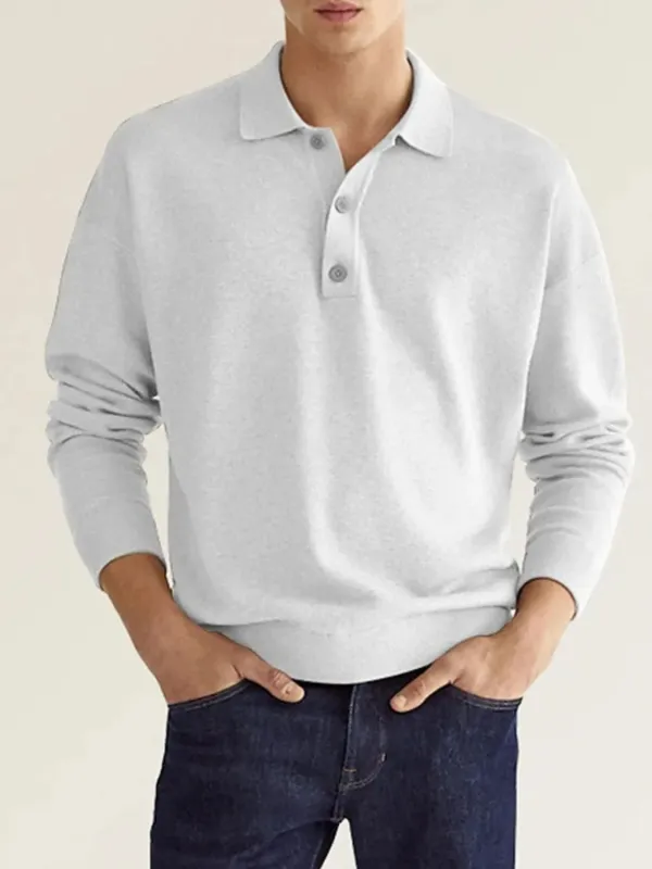 Men's Full Size Button Detail Long Sleeve Polo Plus Size sold by Gigi Laurent