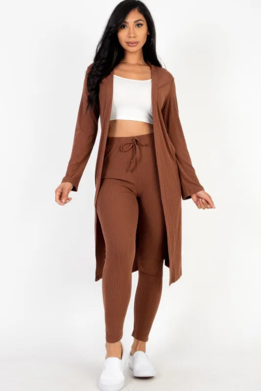 Ribbed Long Cardigan & Leggings Set sold by Gigi Laurent