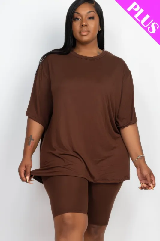 Plus Size Loose Fit Top & Biker Shorts Set sold by Gigi Laurent