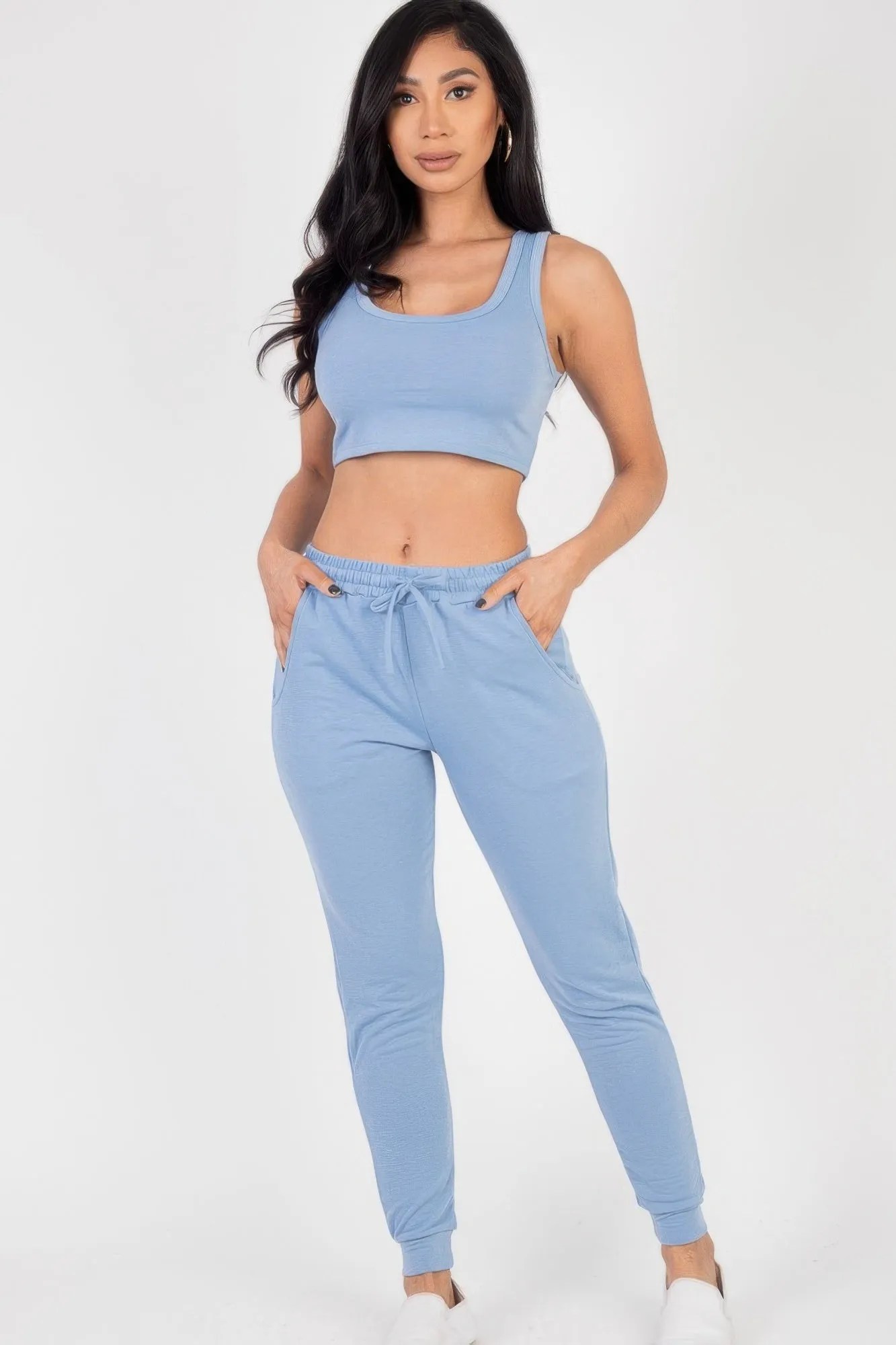 French Terry Cropped Tank Top & Joggers Set sold by Gigi Laurent product image thumbnail 4