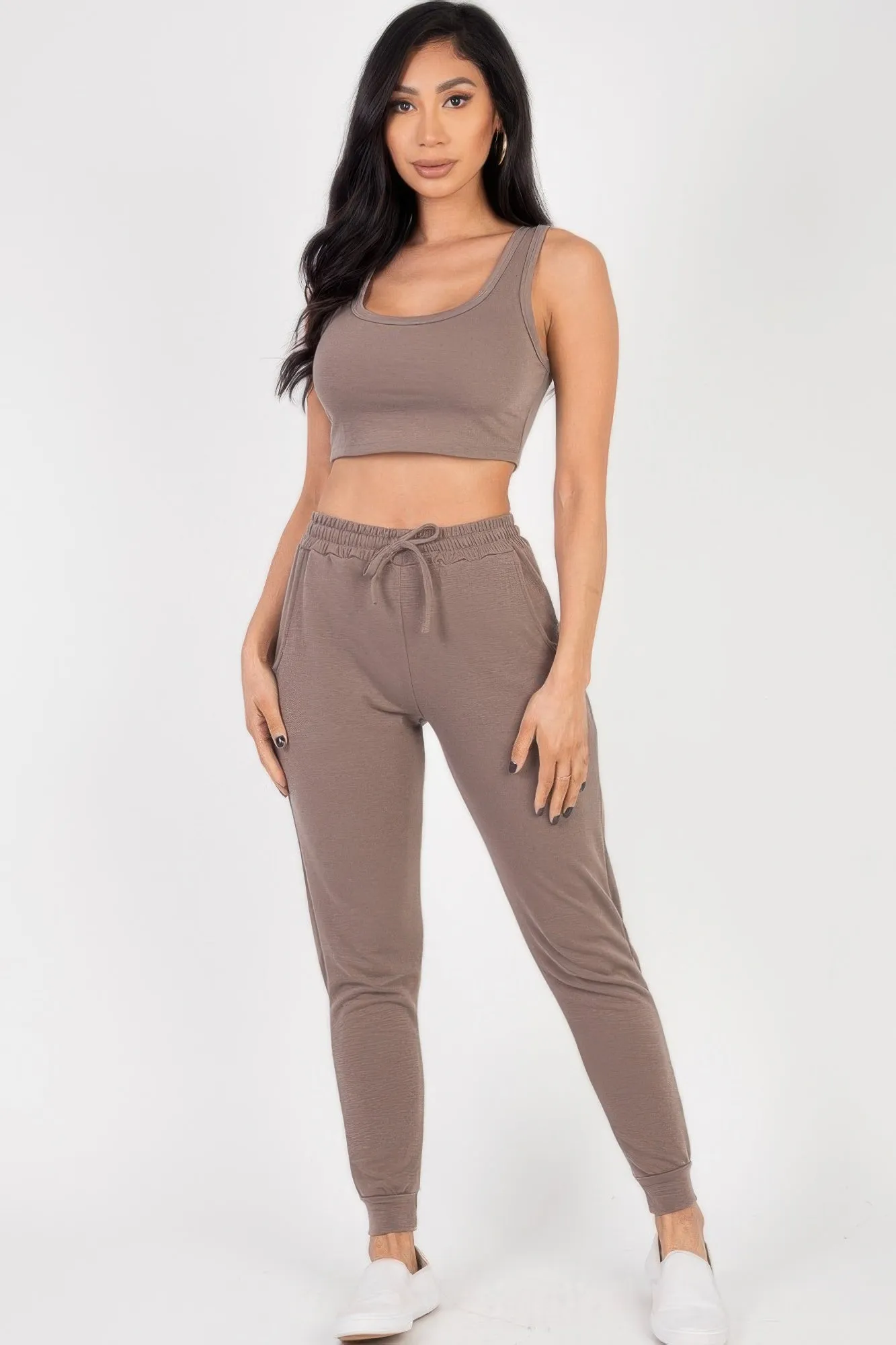 French Terry Cropped Tank Top & Joggers Set sold by Gigi Laurent product image thumbnail 5