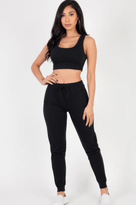 French Terry Cropped Tank Top & Joggers Set sold by Gigi Laurent