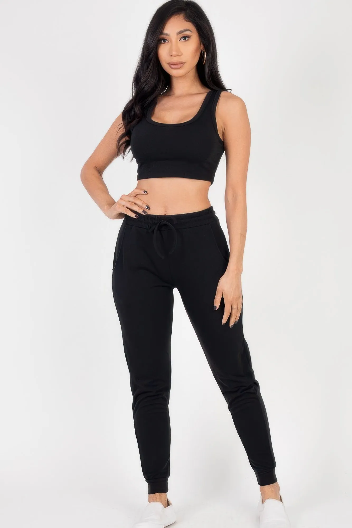 French Terry Cropped Tank Top & Joggers Set sold by Gigi Laurent product image thumbnail 2