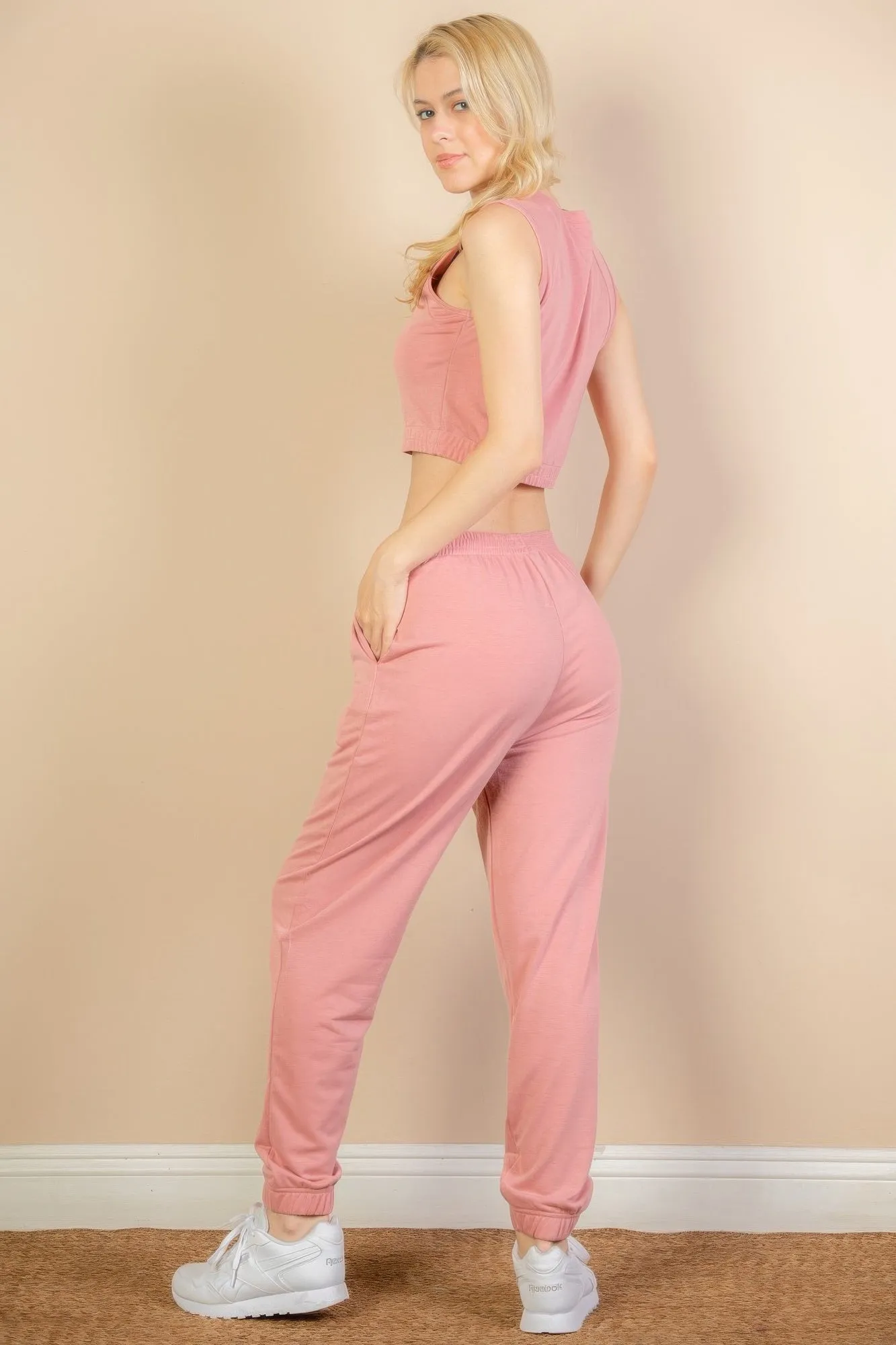 French Terry Elastic Waist Tank Top & Joggers Set sold by Gigi Laurent product image thumbnail 4
